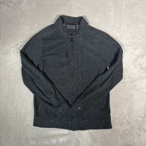QOR Mens Merino Wool Blend Full Zip Knit Sweater Jacket Gray Size Medium